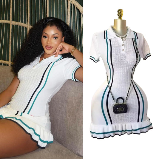 CrochetPalms “Velora Knit” – Robe Moulante Vintage à Volants