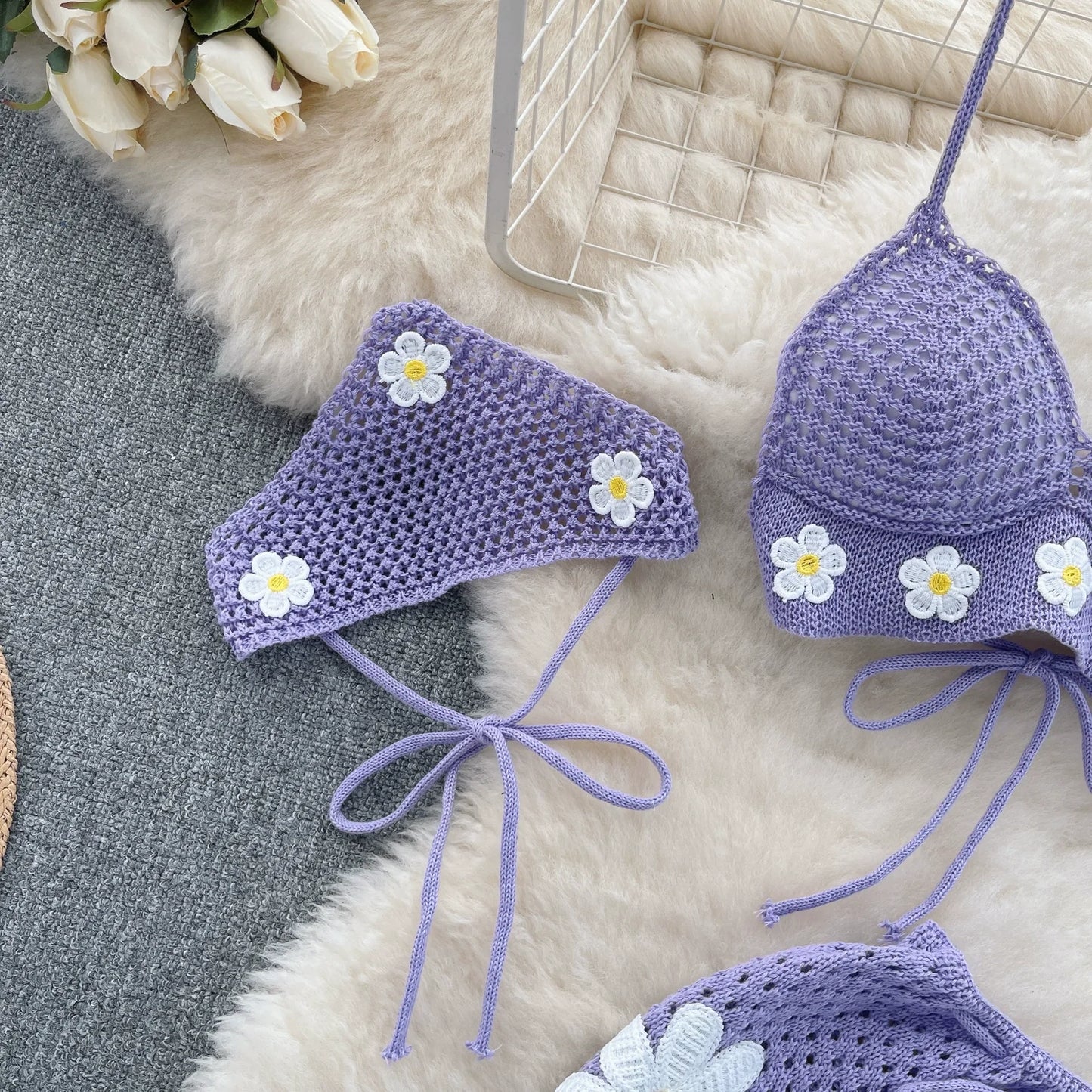 CrochetPalms – Ensemble Tricoté Dos-Nu & Jupe Fendue