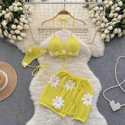 CrochetPalms – Ensemble Tricoté Dos-Nu & Jupe Fendue