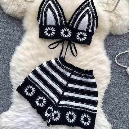CrochetPalms “Sunlace Bloom” – Ensemble Plage 2 Pièces en Crochet à Fleurs