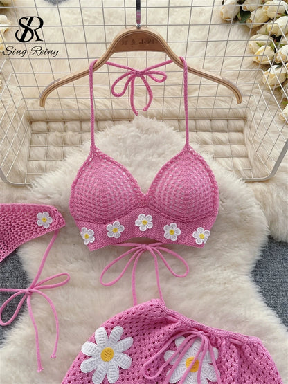 CrochetPalms – Ensemble Tricoté Dos-Nu & Jupe Fendue