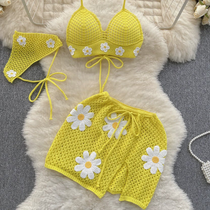 CrochetPalms – Ensemble Tricoté Dos-Nu & Jupe Fendue
