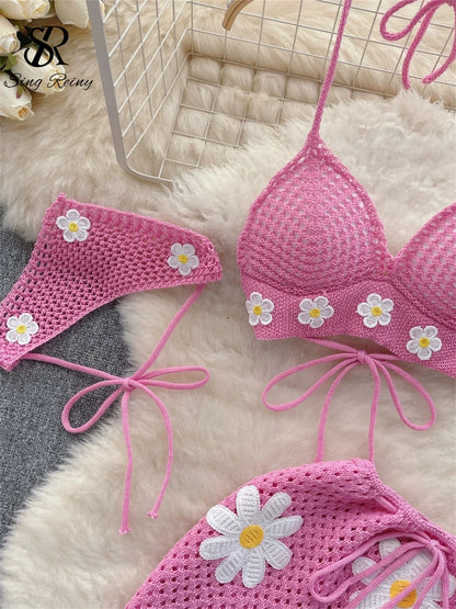 CrochetPalms – Ensemble Tricoté Dos-Nu & Jupe Fendue
